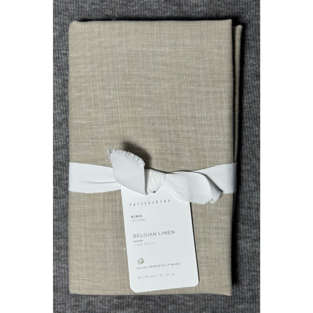 Pottery Barn Belgian Linen KING Sham Natural Flax 36 x 20